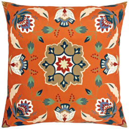 furn. Folk Flora Orange Floral Outdoor Cushion - Size: 43 x 43cm - Wilko - thumbnail 1