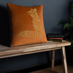 furn. Forest Fauna Rust and Gold Fox Velvet Piped Cushion - Size: 50 x 50 cm - Multi - Wilko - thumbnail 3