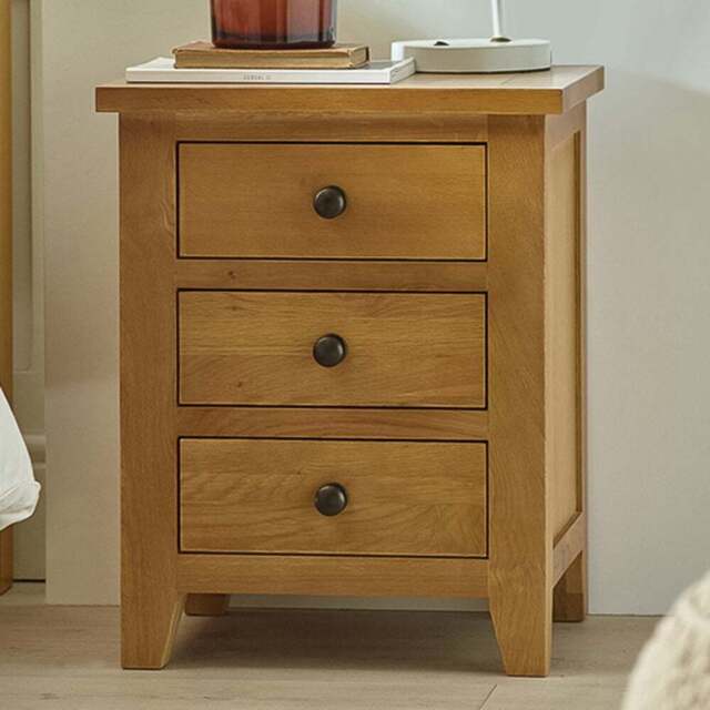 Julian Bowen Marlborough 3 Drawer White Oak Bedside Table - Wood - Wilko - image 1