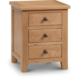 Julian Bowen Marlborough 3 Drawer White Oak Bedside Table - Wood - Wilko - thumbnail 3