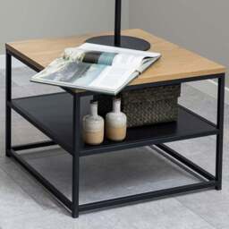 Florence Gila Single Shelf Oak and Black Square Coffee Table - Furniture To Go - Wilko