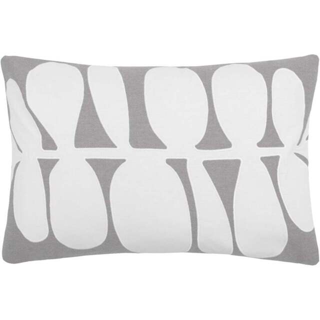 Voyage Maison Guava Steel Embroidered Feather Rich Cushion 40 x 60cm - Size: 60 x 40cm - Grey - Wilko - image 1