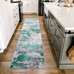 Desire Rugs Onyx Aqua Grunge Sprayed Abstract Area Rug 120 x 170cm - Wilko - thumbnail 5