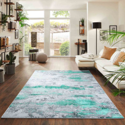 Desire Rugs Onyx Aqua Grunge Sprayed Abstract Area Rug 120 x 170cm - Wilko - thumbnail 3