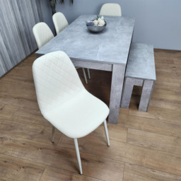 Kosy Koala 6 Seater Faux Leather Rectangular Dining Bench Set Stone Grey Effect and Cream - Multi - Portland - Wilko - thumbnail 7