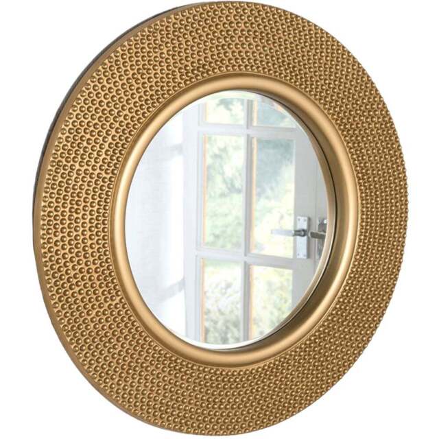 Yearn Gold Industrial Bobble Round Wall Mirror 79cm - Wilko - image 1