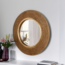 Yearn Gold Industrial Bobble Round Wall Mirror 79cm - Wilko - thumbnail 3