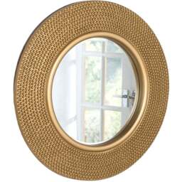 Yearn Gold Industrial Bobble Round Wall Mirror 79cm - Wilko