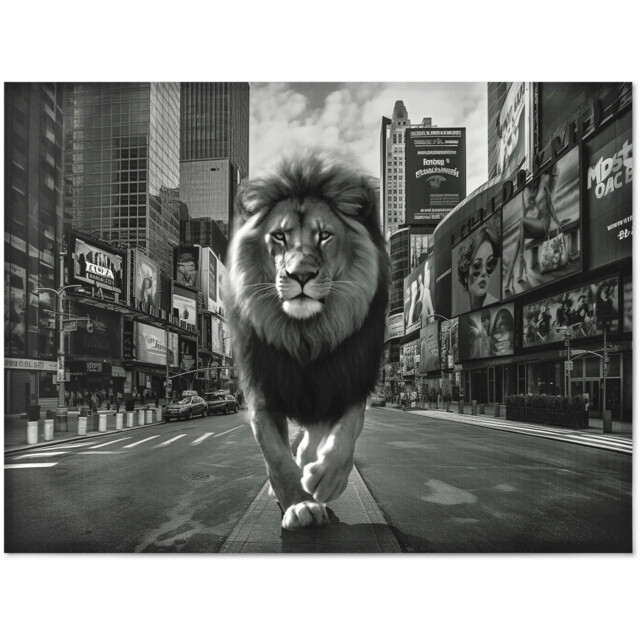 Monochrome Lion In The City Canvas - Grey - Wilko - image 1