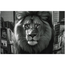 Monochrome Lion In The City Canvas - Grey - Wilko - thumbnail 4