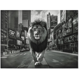 Monochrome Lion In The City Canvas - Grey - Wilko - thumbnail 1