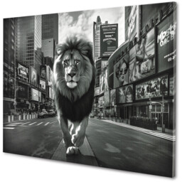 Monochrome Lion In The City Canvas - Grey - Wilko - thumbnail 3