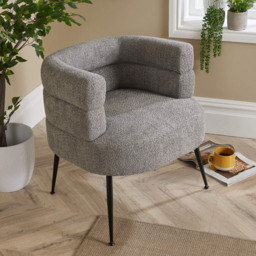 Home Source Grey Boucle Teddy Fur Barrel Accent Chair - Size: Single - Wilko - thumbnail 7