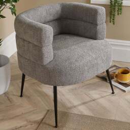 Home Source Grey Boucle Teddy Fur Barrel Accent Chair - Size: Single - Wilko