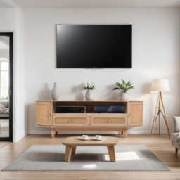 Brooklyn Valencia 2 Door 2 Drawer Cane and Mango Wood TV Cabinet - Brown - Wilko - thumbnail 7