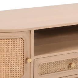 Brooklyn Valencia 2 Door 2 Drawer Cane and Mango Wood TV Cabinet - Brown - Wilko - thumbnail 6
