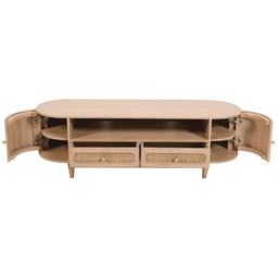 Brooklyn Valencia 2 Door 2 Drawer Cane and Mango Wood TV Cabinet - Brown - Wilko - thumbnail 5