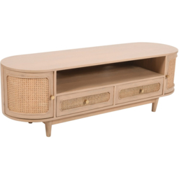 Brooklyn Valencia 2 Door 2 Drawer Cane and Mango Wood TV Cabinet - Brown - Wilko - thumbnail 3