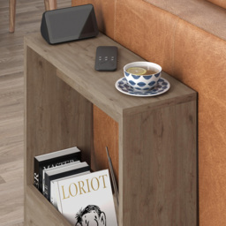 Decortie Simpi Oak Effect Side Table with Open Storage Shelf - Size: 60 x 55 x 0.1cm - Cream - Wilko - thumbnail 4
