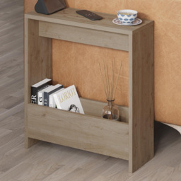 Decortie Simpi Oak Effect Side Table with Open Storage Shelf - Size: 60 x 55 x 0.1cm - Cream - Wilko