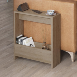 Decortie Simpi Oak Effect Side Table with Open Storage Shelf - Size: 60 x 55 x 0.1cm - Cream - Wilko - thumbnail 5