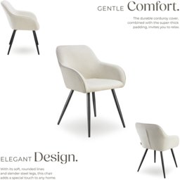 tectake Marilyn Set of 4 Cream and Black Corduroy Padded Dining Chair - Wilko - thumbnail 6