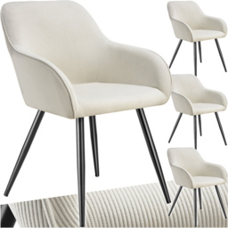 tectake Marilyn Set of 4 Cream and Black Corduroy Padded Dining Chair - Wilko - thumbnail 3