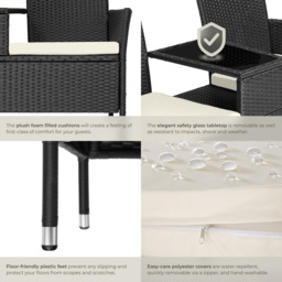 tectake Narbonne 2 Seater Black and Beige Garden Bench - Wilko - thumbnail 6