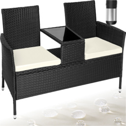 tectake Narbonne 2 Seater Black and Beige Garden Bench - Wilko - thumbnail 3