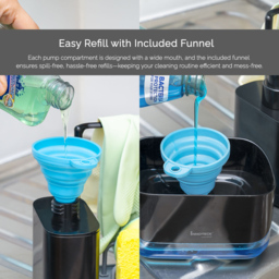 Innoteck Essentials Sink Organiser with 3 in 1 Hand and Dish Soap Dispenser - Size: 17.5 x 21.5 x 10cm - Black - Wilko - thumbnail 4