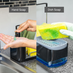 Innoteck Essentials Sink Organiser with 3 in 1 Hand and Dish Soap Dispenser - Size: 17.5 x 21.5 x 10cm - Black - Wilko - thumbnail 5