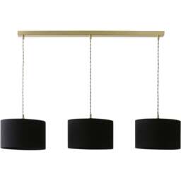 ValueLights Reni Black Drum Shade 3 Drop Bar Gold Diner LED Ceiling Pendant Light - Size: 123.5 x 98 x 25cm - Wilko - thumbnail 1