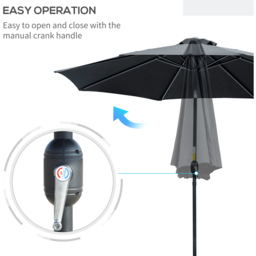 Outsunny Black Crank and Tilt Parasol 3m - Size: 295 x 295 x 250cm - Wilko - thumbnail 6