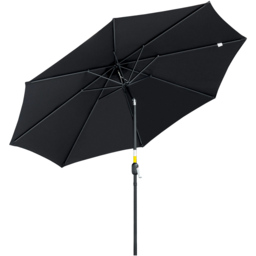 Outsunny Black Crank and Tilt Parasol 3m - Size: 295 x 295 x 250cm - Wilko - thumbnail 1