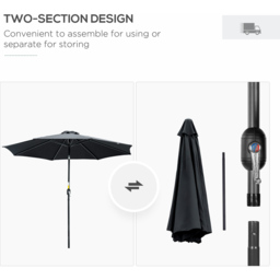 Outsunny Black Crank and Tilt Parasol 3m - Size: 295 x 295 x 250cm - Wilko - thumbnail 7