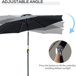 Outsunny Black Crank and Tilt Parasol 3m - Size: 295 x 295 x 250cm - Wilko - thumbnail 5