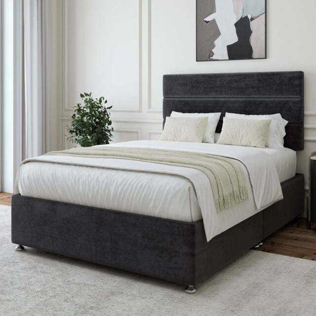 Bedmaster Single Black Naples Velvet Divan Base - Wilko - image 1