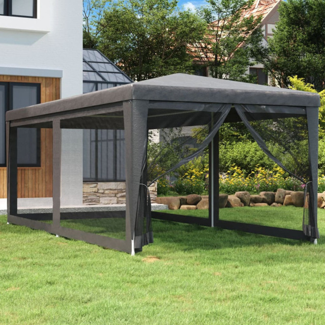 vidaXL 3 x 6m Anthracite Party Tent with Mesh Sidewalls - Grey - Wilko - image 1