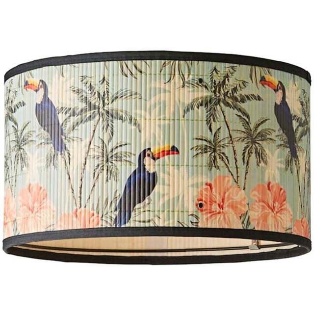 ValueLights Daintree Pastel Jungle Bamboo Medium Drum Ceiling Lamp Shade - Size: 20 x 35 x 35cm - Cream - Wilko - image 1