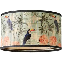 ValueLights Daintree Pastel Jungle Bamboo Medium Drum Ceiling Lamp Shade - Size: 20 x 35 x 35cm - Cream - Wilko