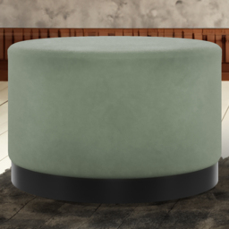 Lara Sage Velvet and Brushed Gold Large Pouffe - Green - LPD Home - Wilko