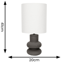 ValueLights Jude Linen Tall Drum Shade Black Stacked Abstract Ceramic LED Table Lamp - Size: 41 x 20 x 20cm - Wilko - thumbnail 5