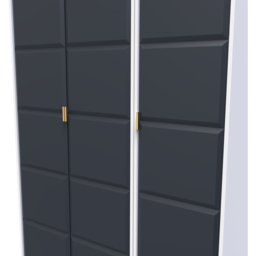 Crowndale Cube 3 Door Matt Indigo and White Wardrobe Ready Assembled - Blue - Wilko - thumbnail 6