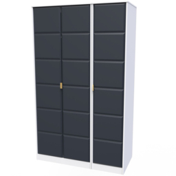 Crowndale Cube 3 Door Matt Indigo and White Wardrobe Ready Assembled - Blue - Wilko - thumbnail 3