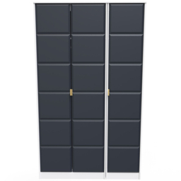 Crowndale Cube 3 Door Matt Indigo and White Wardrobe Ready Assembled - Blue - Wilko - thumbnail 4