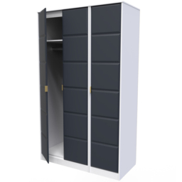 Crowndale Cube 3 Door Matt Indigo and White Wardrobe Ready Assembled - Blue - Wilko - thumbnail 7