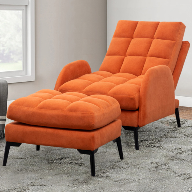 Living and Home Orange Recliner Armchair with Footstool - Size: Single - Wilko - image 1