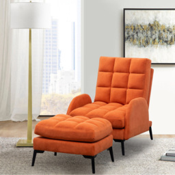 Living and Home Orange Recliner Armchair with Footstool - Size: Single - Wilko - thumbnail 7