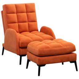 Living and Home Orange Recliner Armchair with Footstool - Size: Single - Wilko - thumbnail 3