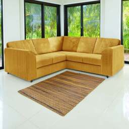 Luxor 5 Seater Mustard Jumbo Cord Full Back L Shaped Corner Sofa Set - Yellow - Wilko - thumbnail 1